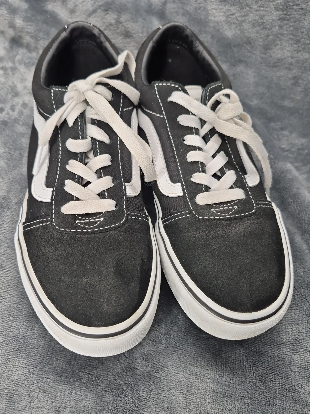 Vans Ward Skateboarding Shoes Youth Us 5 Black White Suede Canvas Lace Up 751505